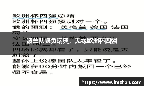 波兰队憾负瑞典，无缘欧洲杯四强